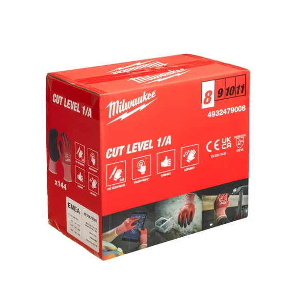 Рукавиці MILWAUKEE, з опором порізам 3/C рівня, розмір 9/L, (144шт)