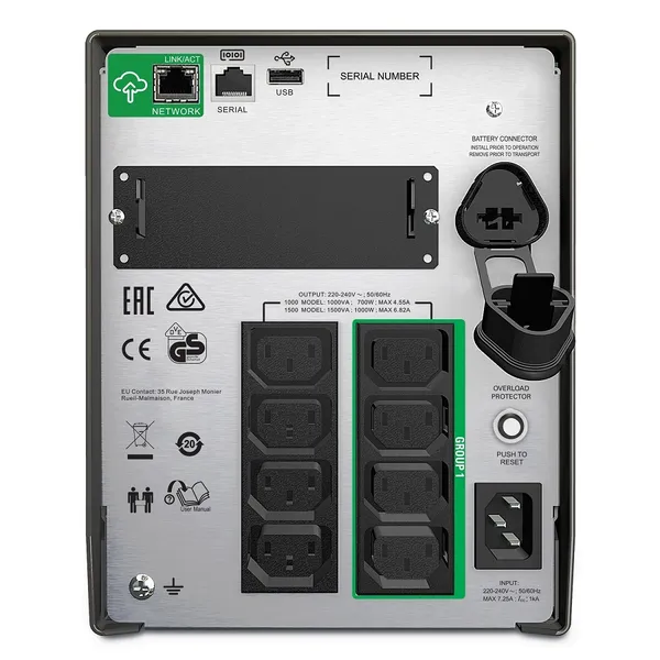 Джерело безперебійного живлення APC Smart-UPS 1000VA/700W, LCD, USB, SmartConnect, 8xC13 купити в Україні