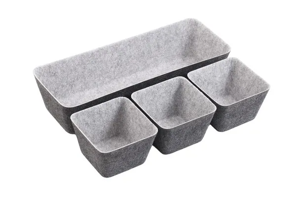 Набор контейнеров ARDESTO Prestigio 4 предмета, 38.5x13.5x9cm/12x12x8.5см, фетр, серый