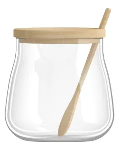Банка для хранения ARDESTO Midori Sugar 500мл, стекло, бамбук, прозрачный фото