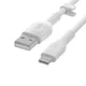 Кабель USB-A > USB-C зарядки/синхронизации Belkin, 2м, Type-C, силиконовый, с клипсой, белый