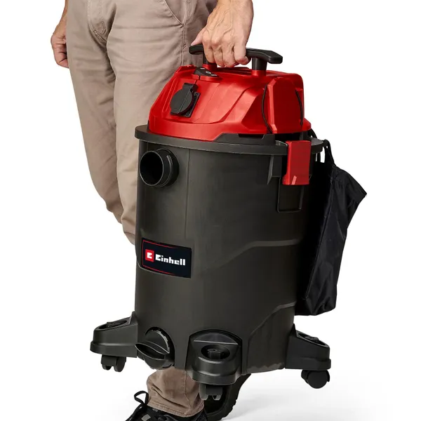 Купить Пылесос профессиональный Einhell TC-VC 1930 А, 1500 Вт, пластик 30 л, 190 мбар, шланг 2.5 м, кабель 3 м, розетка 2 кВт, 4.7 кг со скидкой