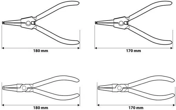 Щипцы для стопорных колец Neo Tools, набор 4 шт., CrV, 2х170мм и 2х180мм фото №9