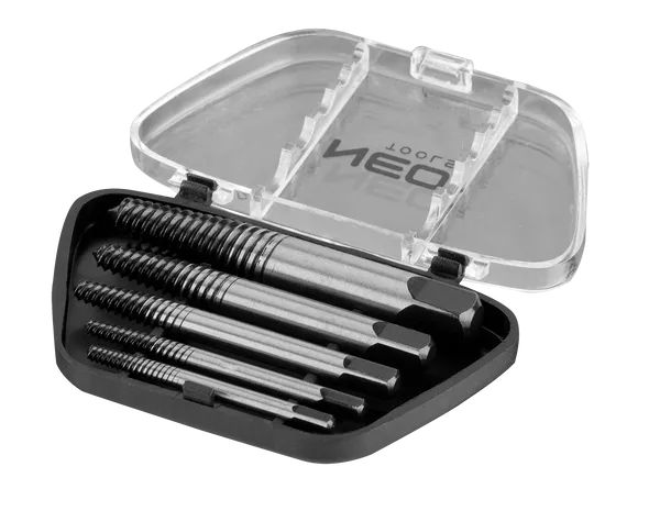 Экстракторы для сломанных винтов Neo Tools, набор 5шт, для винтов М3-18мм, CrMo, футляр