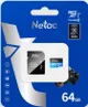 Карта пам'яті Netac microSD  64GB C10 UHS-I R80MB/s + SD