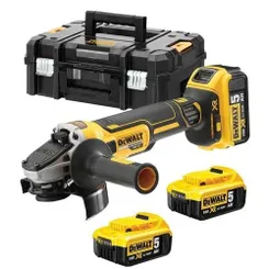 Шлифмашина угловая аккумуляторная DeWalt 18B XR Li-lon бесщеточная 125мм 3х5А·час 9000об·мин ЗП кейс 1.74кг фото