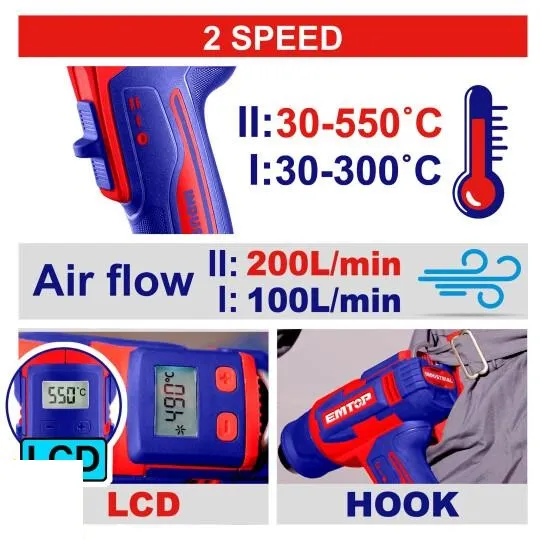 Фен технічний акумуляторний EMTOP EHGN20031 (без АКБ та ЗП) ціна в Україні