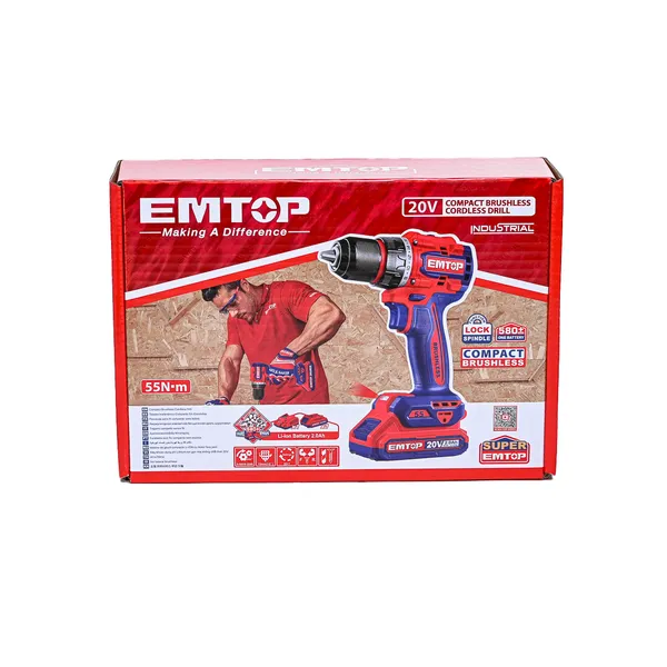 Купить Дрель-шуруповерт аккумуляторная EMTOP ECDL205582 (АКБ + ЗУ) со скидкой