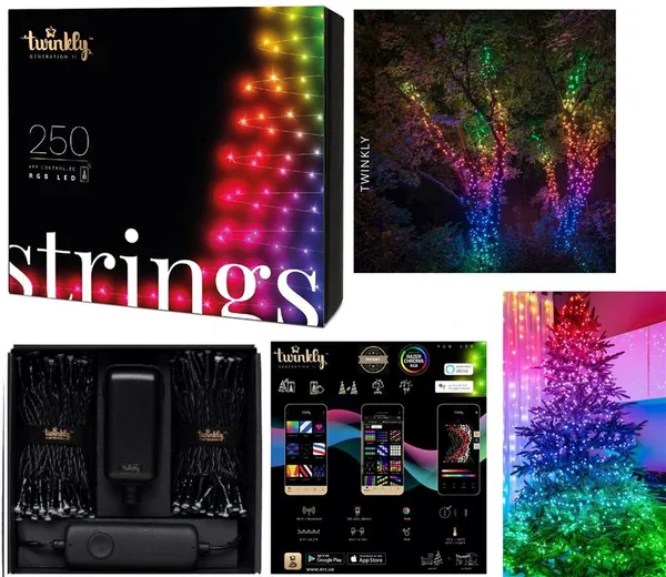 Гирлянда Smart LED Twinkly Strings RGB 250 IP44 20м черный кабель