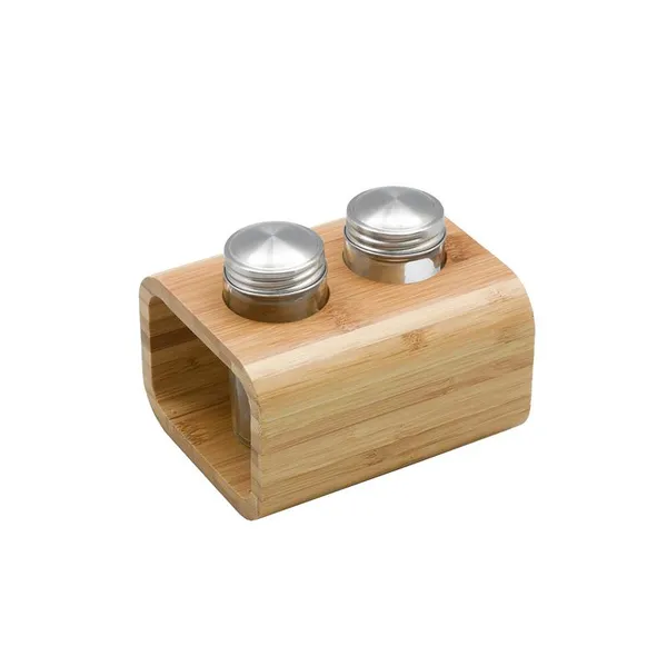 Набор для соли и перца ARDESTO Midori, 3 предмета, 80мл, 13.5х11х11см, бамбук, нержавеющая сталь, стекло, пластик