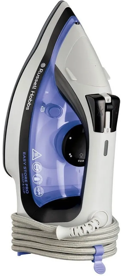 Заказать Утюг Russell Hobbs Easy Store Pro, 2400Вт, 320мл, паровой удар -180гр, постоянный пар - 45гр, смотка шнура, керам. подошва, бело-синий с доставкой