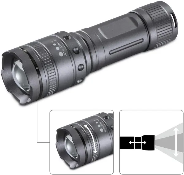 Фонарь ручной на батарейках Hama Ultra Pro LED Torch, AAAx4, 1000лм, 10Вт, LED, 4 функции освещения, чёрный заказать