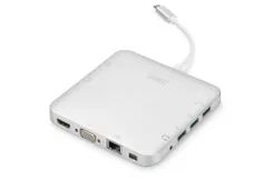 Хаб DIGITUS USB-C > HDMI/VGA/miniDisplayPort/3xUSB-A/USB-C/SD/MicroSD/RJ54/Audio фото