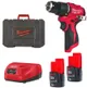 Дриль-шуруповерт акумуляторна безщіткова ударна MILWAUKEE, M12 BLPDRC-202С (40Нм) (зарядний пристрій, 2 акум.Х2Аг, кейс) ціна в Україні