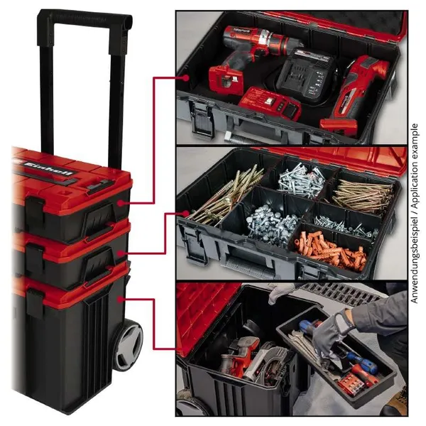 Модульна система для інструменту Einhell E-Case Tower, на коліщатках, 3 ящики модуля, 64.5х48х42.5см купити в Україні