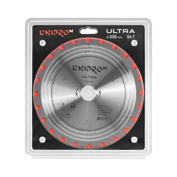 Пиляльний диск Dnipro-M ULTRA 235 мм 30 25.4 65Mn 24T (по дереву) фото №3