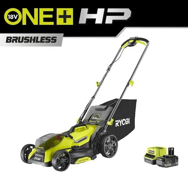 Газонокосилка аккумуляторная Ryobi ONE+ HP RY18LMX33A-150 18В акб 1х5А·ч 33см 30л 25-90мм 9.3кг