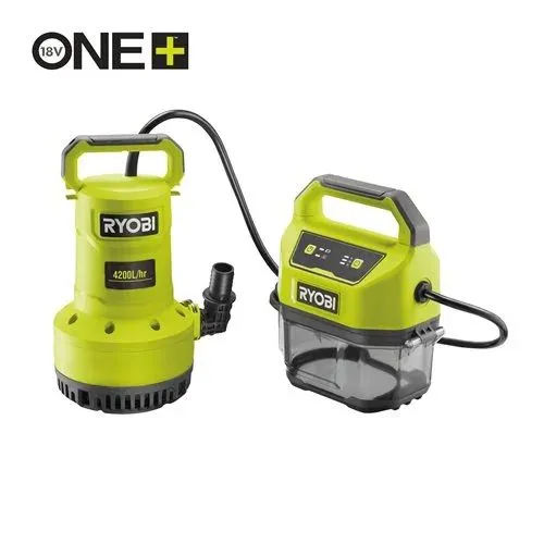 Насос для брудної та чистої води Ryobi ONE+ RY18SPA-0 18В 4200л/год висота перекачування 8м занурення 5м штуцер 1" таймер відключення захист сухого ходу 4кг (без АКБ та ЗП) ціна в Україні