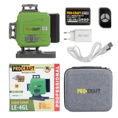 Строительный уровень 16 лучей Procraft LE-4GL с зеленым диодом фото