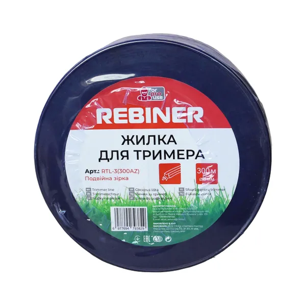 Леска для мотокосы 3.0 мм 300 м армированная звезда бухта Rebiner RTL-3.0(300AZ) купить в Украине