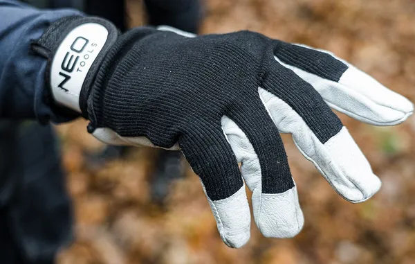 Перчатки рабочие Neo Tools, свиная кожа, фиксация запястья, р.8, черно-белый заказать