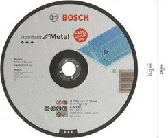 Диск відрізний шліфувальний Bosch Standard, 230х22.23мм, по металу фото