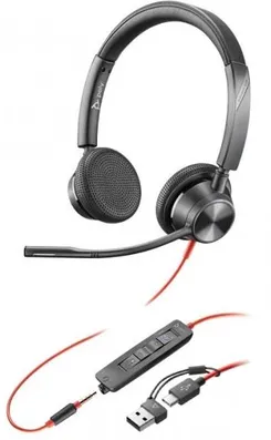 Гарнитура компьютерная стерео On-ear Poly Blackwire 3325-M, USB-A, USB-C, всенаправленный, Microsoft Teams, черный фото