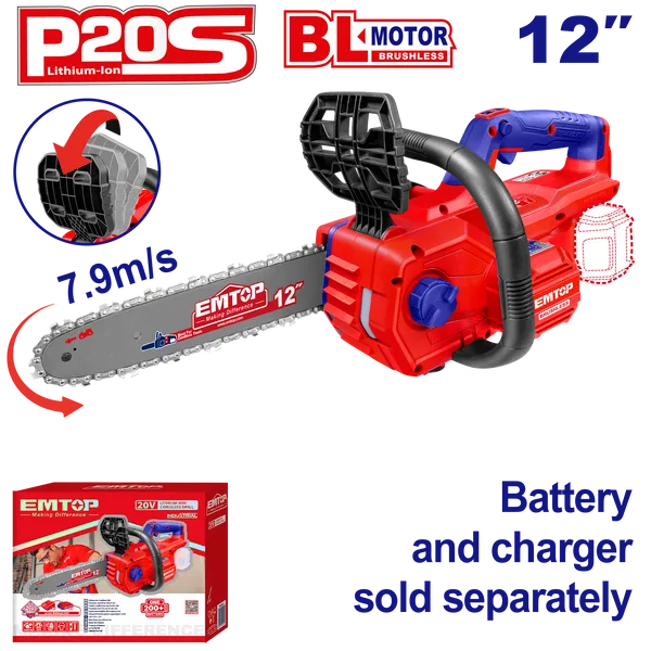 Пила цепная аккумуляторная EMTOP ELGA20128 (без АКБ и ЗУ)