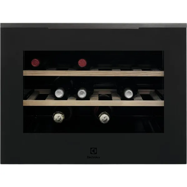 Холодильник Electrolux встраиваемый для вина, 45x60х56, полок - 2, зон - 1, бут-18, ST, черный мат.