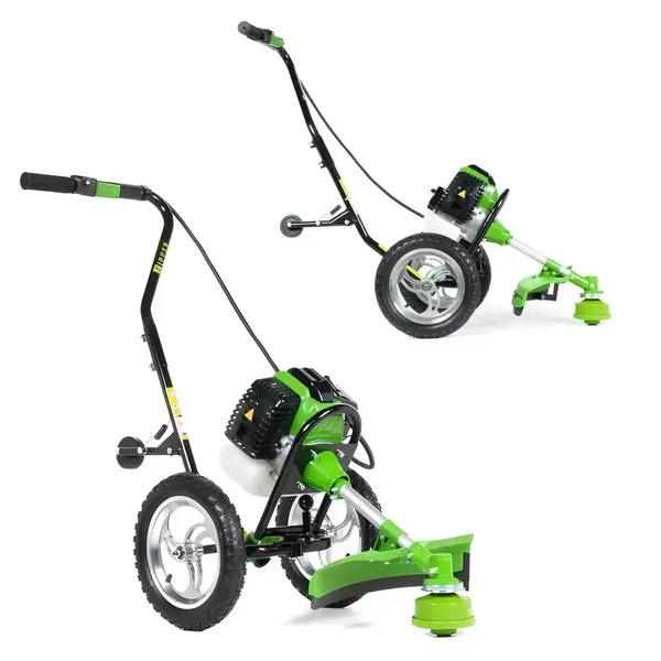 Колесный триммер для травы Zipper ZI-MOS125 / Бензиновая мотокоса садовая / Косилка на колесах