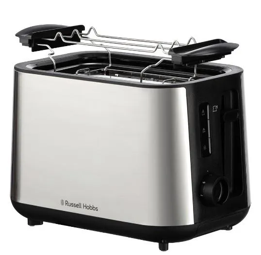 Тостер  Russell Hobbs Heaton, нержавейка, подогрев,разморозка, черный+нерж