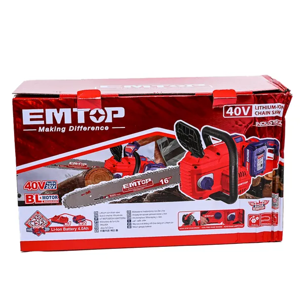 Пила цепная аккумуляторная EMTOP ELGA401682 (АКБ + ЗУ) купить онлайн