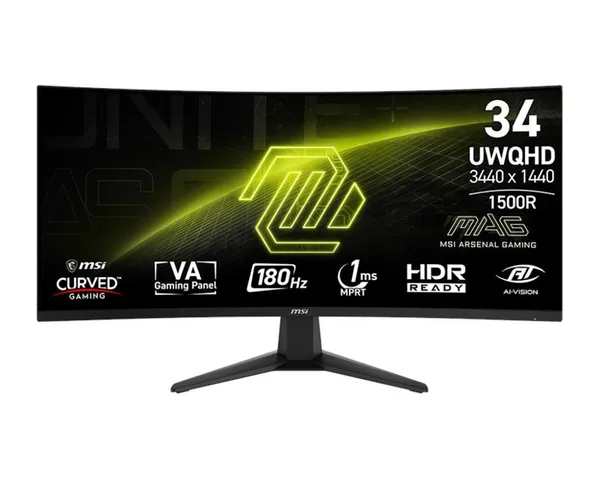 Монітор MSI 34" MAG 346CQ 2xHDMI, DP, Audio, VA, 3440x1440, 21:9, 180Hz, 1ms, sRGB 100%, CURVED, AdaptiveSync