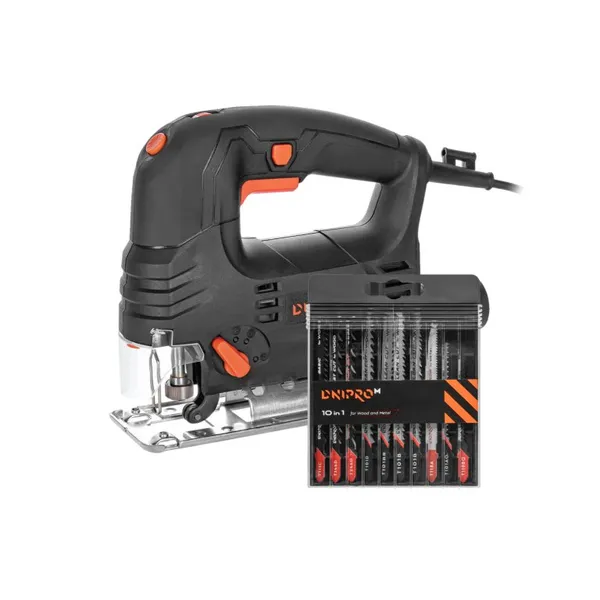 Лобзик электрический Dnipro-M JS-65LX + Набор пильных полотен для лобзика 10 шт.