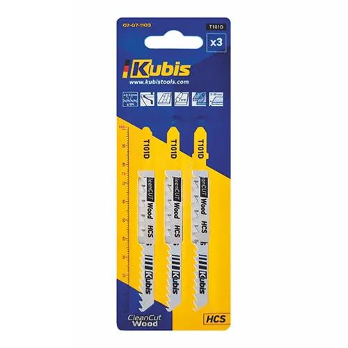 Пилки для лобзика 3 шт (дерево, ламинат, фанера, ДСП) Kubis 07-07-1102