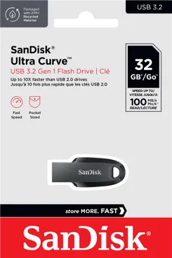 Накопичувач SanDisk   32GB USB 3.2 Type-A Ultra Curve Чорний фото