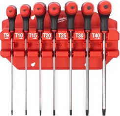 Набір ключів Г-образних MILWAUKEE з комфортною ручкою, Hex з кулькою, (7шт) (T9/T10/T15/T20/T25/T30/T40) фото