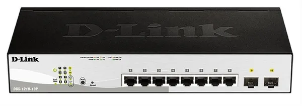 Коммутатор D-Link DGS-1210-10P 8xGE PoE, 2xSFP, WebSmart