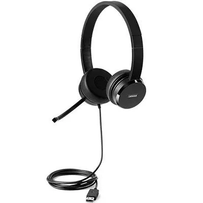 Гарнитура ПК стерео On-ear Lenovo 100, USB, 1.8м, черный