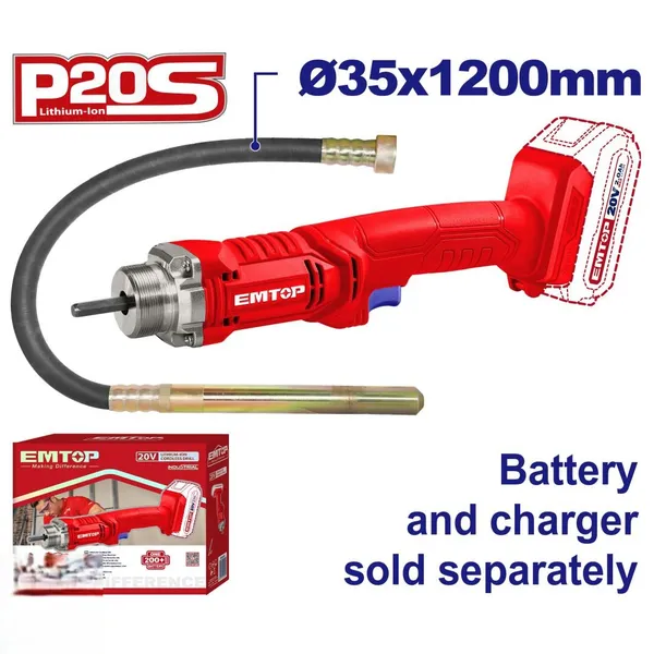 Вибратор для бетона аккумуляторный EMTOP ECVL202301 (без АКБ и ЗУ)