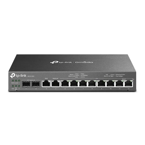 Мультисервисный Маршрутизатор TP-LINK ER7212PC 8xGE LAN (8xPoE), 1xGE WAN, 1xGE WAN/LAN, 2xGE SFP WAN/LAN, 110Вт