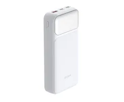 Аккумулятор портативний литій-ионний Power Bank D-Link 20000мАч, 65Вт PD 3.0, QC 3.0, 2xUSB-C, 1xUSB-A з дисплеем, белий фото