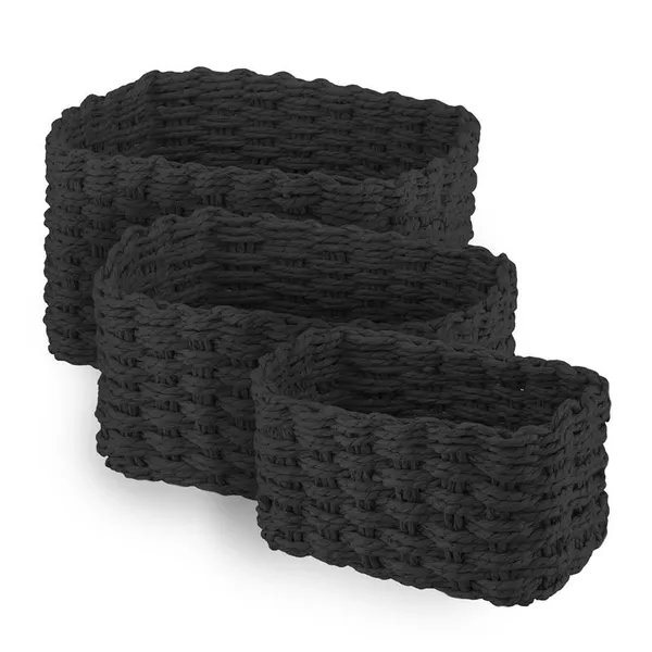 Набор корзин плетеных для хранения ARDESTO Prestigio (3.3/2.2/1.4л), 3 предмета, бумажный шпагат, черный