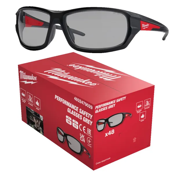 Окуляри захисні PERFORMANCE MILWAUKEE з покриттям AS/AF (сірі) (48шт)