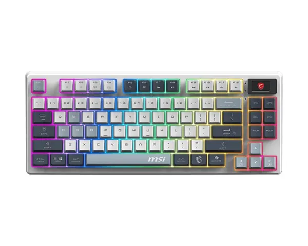 Клавіатура механічна MSI FORGE GK600 TKL W SKY UA 104key, mechanical Linear, USB-A, Wireless, Bluetooth, EN/UKR/RU, RGB, білий