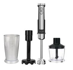 Блендер ARDESTO погружной 1000Вт, 3в1, чаша-600мл, чопер-500мл, насадка для пюре, черно-серебристый фото