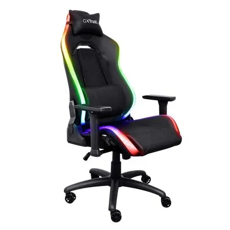 Крeсло Trust GXT719 Ruya, ПУ кожа, Foldable Armrests, RGB, чорний