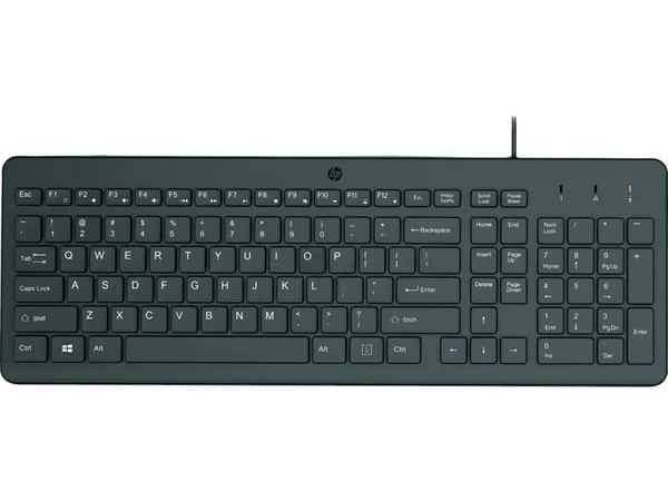 Клавиатура мембранная HP 150, 104key, USB-A, EN/RU, чорний