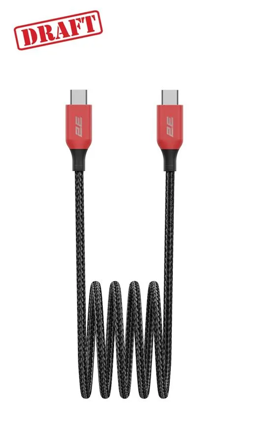 Кабель USB-C > USB-C заряджання/синхронізації 2E 1м, 100Вт Type-C, чорний