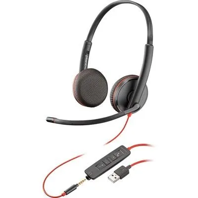 Гарнитура компьютерная стерео On-ear Poly Blackwire 3225 HS, USB-A, 3,5 мм, всенаправленный, черный